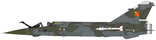 Mirage F1CT en livrée deux tons gris-bleu et vert « wraparound »