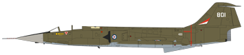 CF-104 norvÃ©gien avec une livrÃ©e en vert olive en extrados et gris clair en intrados