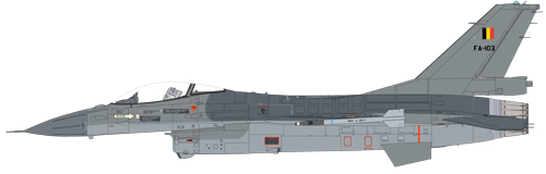 F-16 belge en livrée Hill Grey ayant bénéficié du programme MLU